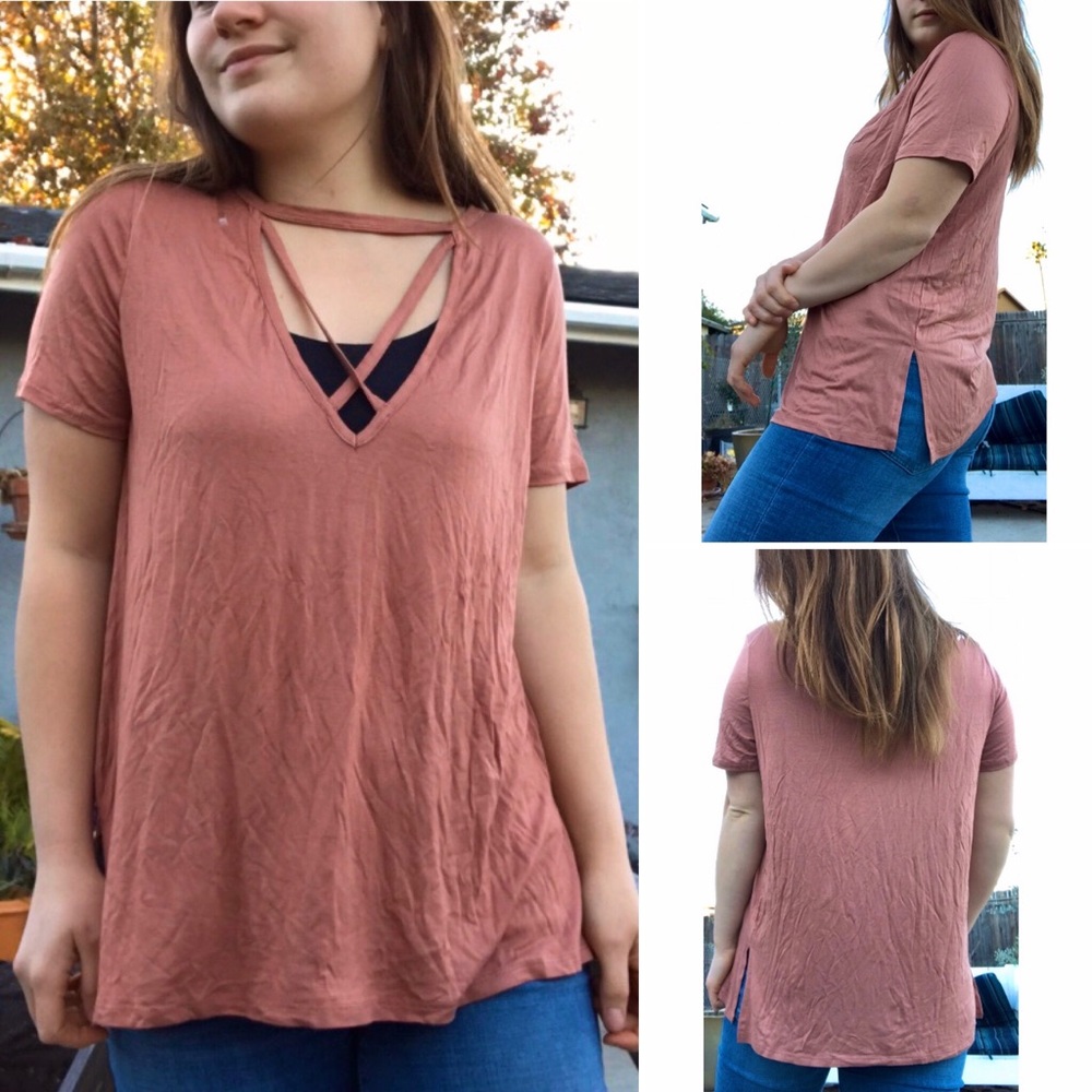 Soft Blush Colored Strappy Tee
